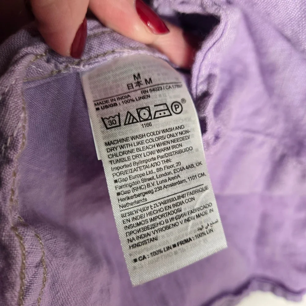 Banana Republic Linen Button Down Shirt Mens Medium Purple Standard Fit Resort